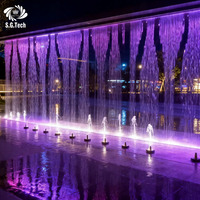 Écran de cascade d'eau numérique LED en acier inoxydable, affichage interactif, fontaine commerciale avec installation intérieure 110-230V