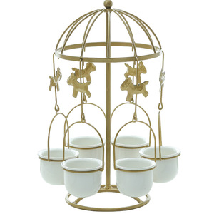 Creative Wrought Iron Ceramic Succulent Planter High Quality Home Decoration Garden Outdoor Party Desktop Use <b>Carousel</b> Design - Product Image 4