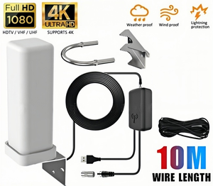 Antena de <span class=keywords><strong>TV</strong></span> Digital de Plástico para Interiores/Exteriores, <span class=keywords><strong>Amplificador</strong></span> de <span class=keywords><strong>Señal</strong></span> Remoto de 35dBi, 4K 1080P, Canales HDTV Universales Gratuitos, Ultra Largo Alcance - Product Image 1