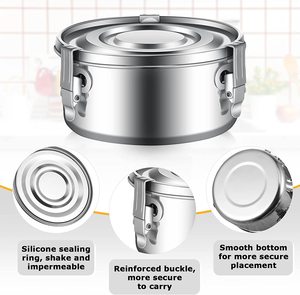 Bộ hộp cơm trưa bằng thép không gỉ 304 chống rò rỉ, bán chạy, dung tích lớn, an toàn với máy rửa chén, kèm hộp đựng thức ăn và nắp đậy - Product Image 2