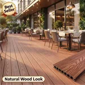 Planche de <span class=keywords><strong>terrasse</strong></span> WPC en acajou gaufré, grain de <span class=keywords><strong>bois</strong></span> 3D, imperméable, pour extérieur, structure perforée, planche composite, luxe, villa, parc - Product Image 2