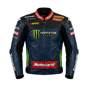 Chaqueta de Carreras Jonathan Rea WSBK Rawasaki Personalizada de Cuero de Canguro MotoCP con Certificación CE, Chaqueta Profesional para Hombre - Product Image 1