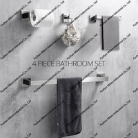 Ensemble d'accessoires de salle de bain en acier inoxydable nickel brossé à fixer au mur, 4 pièces, porte-serviettes