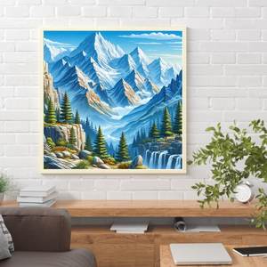 Peinture diamantée de <span class=keywords><strong>montagne</strong></span> de neige personnalisée 30x30cm pour décoration intérieure peinture diamantée acrylique ronde complète pour le salon - Product Image 4