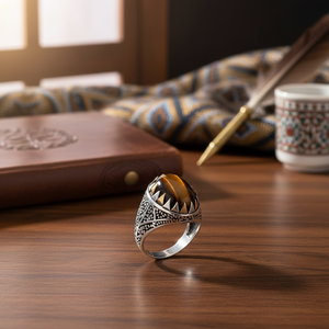 Cat Eye Gemstone Authentic <b>Men</b> <b>Ring</b> Turkish Wholesale Handmade 925 Sterling Silver Jewelry <b>for</b> <b>Men</b> - Product Image 3