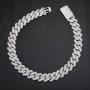 Pass Diamond <b>Tester</b> Iced Out 18mm Cuban Chain 925 Sterling Sliver Sparkling Moissanite Cuban Chain - Product Image 2