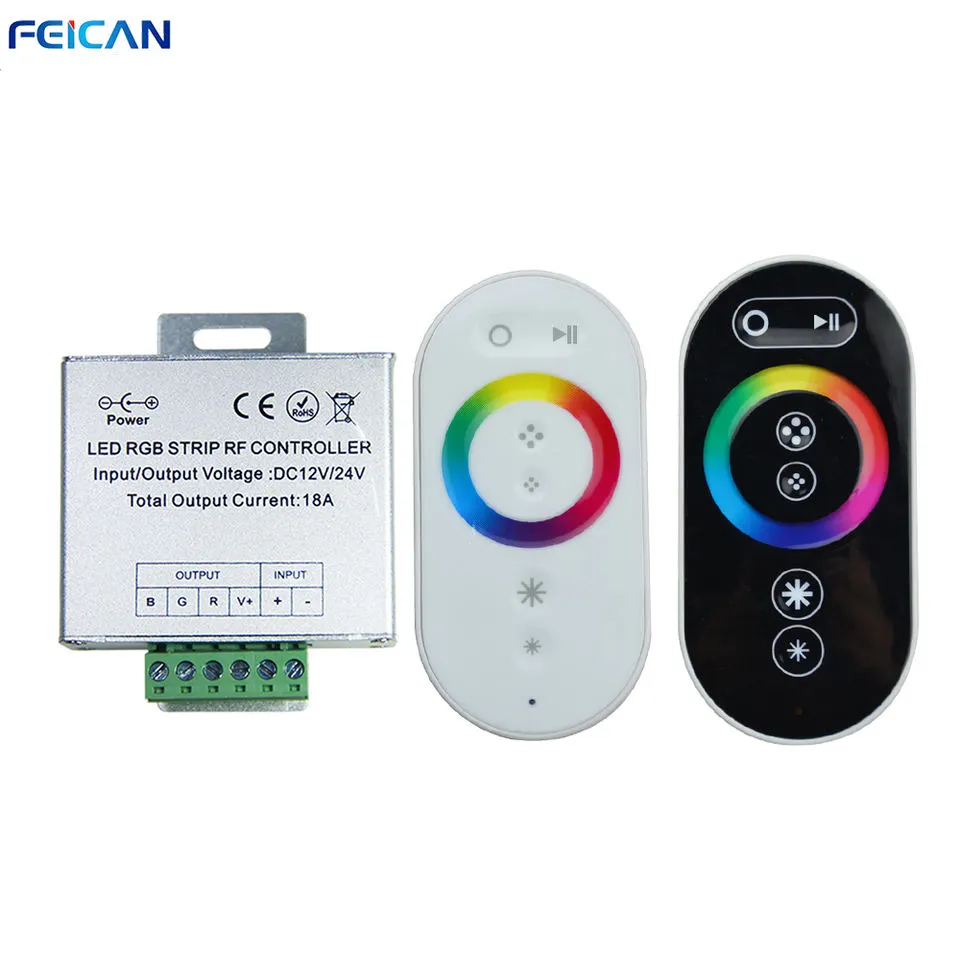 Controller LED RGB telecomando RF 12V DC 18A 216W Full Touch 6 tasti Controller Wireless con guscio in alluminio