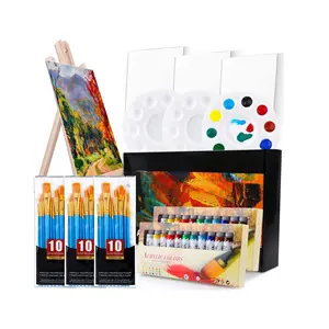 professional artist acrylic paint art set with wooden box easel, Canvas Panels,30 pcs Brushes for art