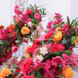 Coureur de fleurs de haute qualité rouge 2 mètres décoration de mariage coureur de fleurs colorées réalistes - Product Image 5