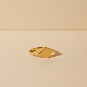 18K Gold Plated Geometric Stainless Steel <b>Finger</b> <b>Ring</b> Women Gold <b>Rings</b> Jewelry for Gift - Product Image 1