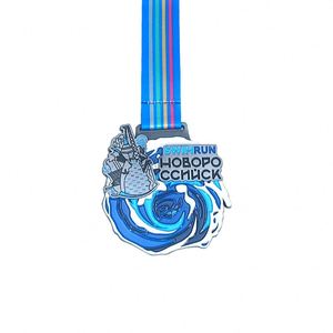 Médaille lumineuse en alliage de zinc avec spinner, conception OEM/ODM gratuite, vente en gros pour le taekwondo et la marche - Product Image 2