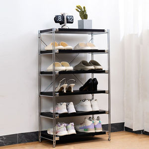 Modern Multi-Tier Aluminum Metal Shoe <b>Rack</b> Storage Shelf for Entryway Bedroom Hotel Home Adjustable Clothing Organizer - Product Image 6