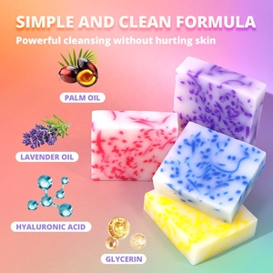 Tùy Chỉnh Trên Khuôn Mặt Cơ Thể Rửa Cơ Bản Làm Sạch Giữ Ẩm Màu Hồng Hoa Hồng Hoa Oải Hương Đầy Màu Sắc Handmade Xà Phòng - Product Image 3