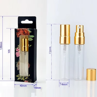 Lot de 100 flacons de parfum vides en verre cylindriques de 5 ml, rechargeables, avec atomiseur et bouchon à vis, échantillons imprimés en sérigraphie, résistants aux acides