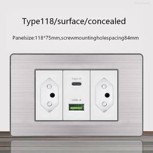 Interruptor de Pared con Panel Táctil Estándar Brasileño de 20A con Enchufe y Carga Rápida USB Tipo-C 2.1/3.1A - Product Image 5