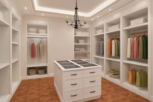 Armario Vestidor en Forma de U SANTOPOVA con Acabado Pintado, Estantes con Iluminación LED y Cajones en la Isla Central - Product Image 3