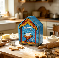 Boîte élégante en métal JH en forme de maison pour organiser l'affichage des favoris Boîte de rangement pour biscuits et biscuits Affichage décoratif