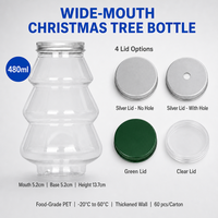 Pot à bonbons en plastique PET en forme de sapin de Noël, contenant pour boissons énergisantes et sodas, bouteille à ouverture facile pour jus de Noël
