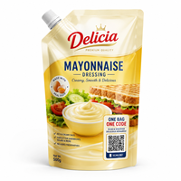 Pochette à bec verseur personnalisée avec code QR pour mayonnaise et sauces, emballage traçable