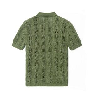 AiNear Großhandel Custom Logo Design Oem & Odm Kurzarm Polo Kragen Hand gefertigte Herren Baumwolle gestrickt Häkel Cardigans Pullover - Product Image 6