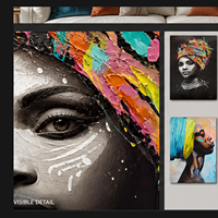 Tableau mural Portrait Femme Africaine – Impressions sur toile colorées avec foulard pour la maison, la galerie, la chambre d'hôtel, le bureau et les murs décoratifs