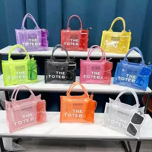 Borsa e borsette trasparenti colorate da spiaggia estiva piccola borsa a tracolla trasparente in PVC trasparente da donna firmata di marca