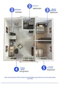 บ้านพรีแฟบขนาดเล็กพับได้40ฟุตอุตสาหกรรมหลังคาแบนพร้อม X20 19ft พลังงานแสงอาทิตย์ - Product Image 4