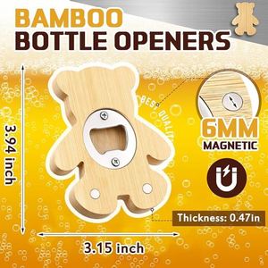 Abridor de Botellas de Cerveza de Bambú con Forma de Oso de 2.5 Pulgadas, Recuerdos para Invitados de Baby Shower, Recuerdos para Bodas - Product Image 2