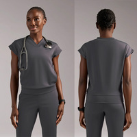 Tenues d'hôpital en tissu interlock extensible tricoté pour femmes, en nylon et élasthanne, ensemble uniforme médical dentaire, personnalisation du logo possible