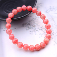 Pulsera de cristal rosa con diseño de Rodonita para mujer, joyería de moda, color rojo Natural, peruano, de alta calidad