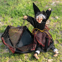 Offre Spéciale Halloween : Jouets de sorcière électriques effrayants, Pendentif sorcière lumineuse avec parachute, Décoration colorée en plastique pour porche, bar et maison hantée