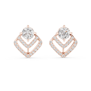 Lab Grown Diamond Round Shape Vintage 18K Gold <b>Stud</b> <b>Earrings</b> <b>Fine</b> Jewelry for Women Wedding and Partywear - Product Image 1