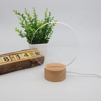Lampe LED moderne en acrylique blanc chaud avec base en bois, alimentation USB, cadeau pour enfants, décoration de chambre, veilleuse, gravure laser