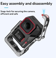 Cage de caméra en métal pour Insta360 Ace Pro 2/Ace Pro avec support à dégagement rapide et support de sabot froid et boîtier en alliage d'aluminium à filetage de 1/4"