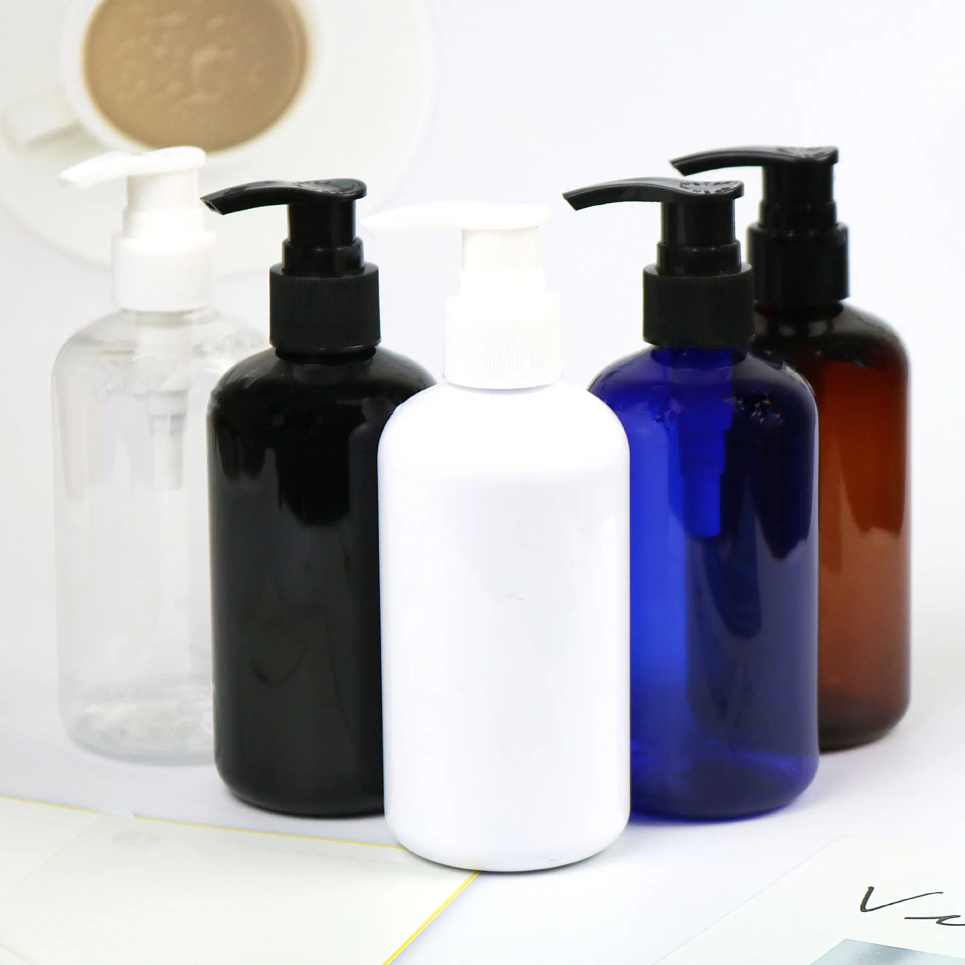 Transparente Shampoo-Plastik flasche 300ml 200ml 10 Unzen 16 Unzen weiße Bernstein kosmetik