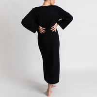 Pulls en cachemire noir personnalisés Robes mi-longues élégantes grande taille pour femmes Pull décontracté ample pour dames