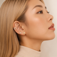 Boucles d'oreilles labret en titane Maina G23 à filetage interne, clous d'oreille géométriques en zircon, anneau de lèvre, bijoux de piercing pour tragus pour femme