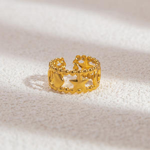 Anillo de Estrella de Cinco Puntas, Diseño Abierto Dorado, Joyería de Moda para Mujer, Regalo, Origen Yiwu JZ21174 - Product Image 2