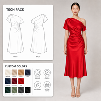 Robe midi asymétrique en satin brillant à une épaule, taille froncée, pour femme, idéale pour les soirées et les fêtes, commande en gros personnalisée OEM, fournisseur d'usine
