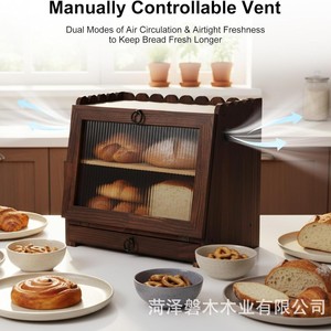กล่องเก็บขนมปังไม้ไผ่สองชั้นพร้อมลิ้นชักสำหรับใช้บนเคาน์เตอร์ครัว - Product Image 3