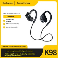 Écouteurs sans fil intra-auriculaires stéréo binauraux à crochet d'oreille pour le sport avec ANC, longue autonomie, LED, chipset JL, compatibles avec les appareils 5.3