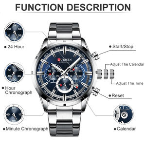 Montre <span class=keywords><strong>curren</strong></span> 8355 yeni erkekler rahat moda izle tam çelik tasarım üst moda spor kronograf kuvars saatler erkek 2021 - Product Image 5