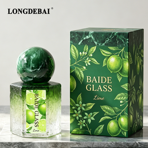 Custom Unique Hexagonal Niche Perfume Glass <b>Bottle</b> 30ml 50ml 100ml Luxury Female Ice Crackle Empty Perfume <b>Bottle</b> with Resin Cap - Product Image 4