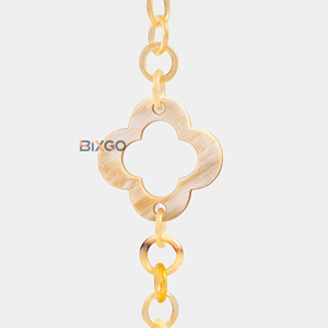 Buffalo Horn Hollow Floral Pattern Link Chain <b>Necklace</b> Trendy Unisex Unique Grain <b>Statement</b> Jewelry Premium Organic Gift - Product Image 5