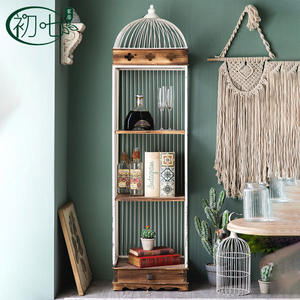 Estante de Hierro Vintage con Forma de Jaula de Pájaro, Redondo, Multifuncional, para Sala de Estar, Decorativo, Unidad de Almacenamiento - Product Image 3