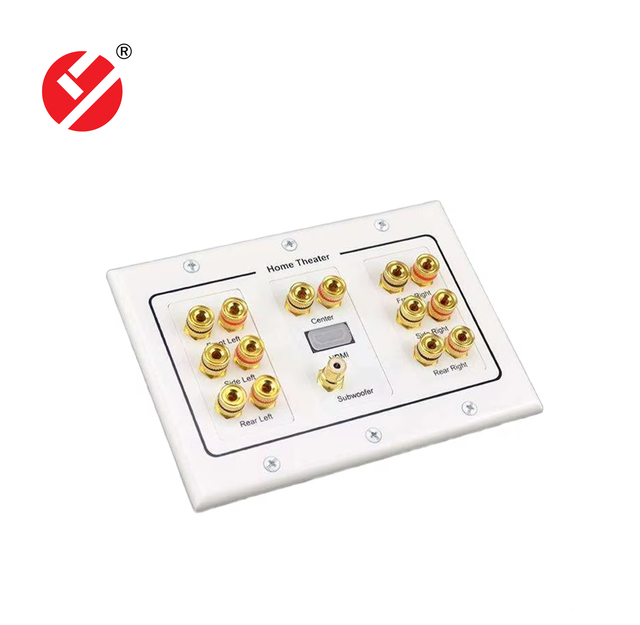 LIYUAN White Surround Triple Gang Wall Plate Home Theater 5.1/6.1/7.1 Audio Female 7-Banana Jacks 2-RCA Subwoofer Jacks Pure