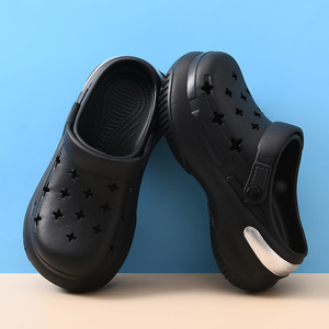Women's Summer Thick-Soled Crocs White EVA Breathable Non-Slip <b>Clogs</b> With Star Design For Outdoor Wear - Product Image 3