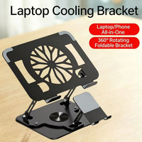 Support de refroidissement pliable à rotation 360° pour ordinateur portable et téléphone portable, idéal pour le gaming, avec fonction de surélévation et dissipation thermique par air.