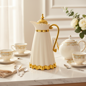 <span class=keywords><strong>Carafe</strong></span> à café <span class=keywords><strong>isotherme</strong></span> 1L en verre rose avec bouton-poussoir, style Moyen-Orient, <span class=keywords><strong>design</strong></span> arabe, double paroi isolée, sans BPA - Product Image 1