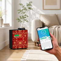 Diffuseur d'huiles essentielles 360 degrés, diffuseur d'arômes sans eau, écologique, grande capacité, télécommande, usage domestique et commercial, rouge